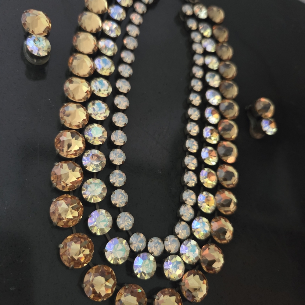 Vintage Gold and Silver Statement Necklace with pair of earrings